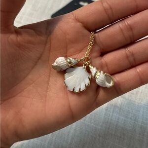 Gold and White Shell Pendant Necklace